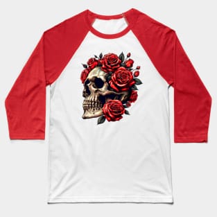 Grateful Dead Skull and Roses Hand drawn style Baseball T-Shirt